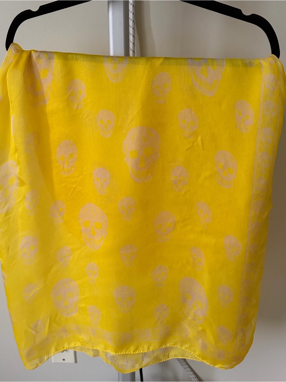Alexander McQueen silk Yellow Sheer Skull Print Scarf